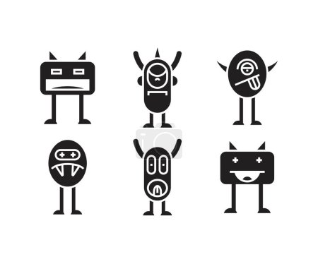 Ilustración de Monstruo personajes iconos conjunto vector ilustración - Imagen libre de derechos