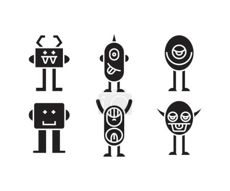 Illustration for Monster characters icons set vector illustration - Royalty Free Image
