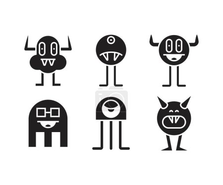 Illustration for Cute monster avatars vector illustration - Royalty Free Image