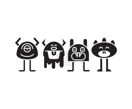Illustration for Funny monster characters vector illustration - Royalty Free Image