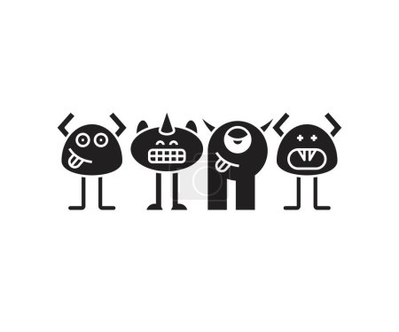 Illustration for Funny monster characters vector illustration - Royalty Free Image