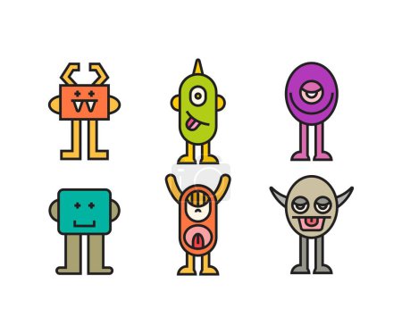 Illustration for Cartoon monsters characters set illustration - Royalty Free Image
