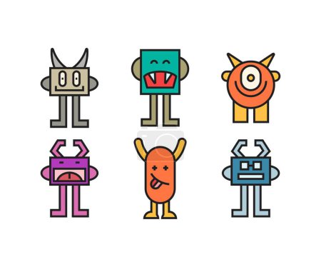 Téléchargez les illustrations : Personnages de monstres de dessin animé illustration jeu - en licence libre de droit