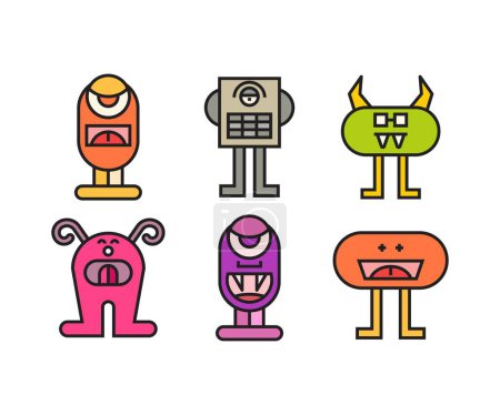 Ilustración de Dibujos animados monstruos personajes conjunto ilustración - Imagen libre de derechos