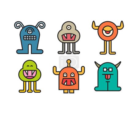 Ilustración de Dibujos animados monstruos personajes conjunto ilustración - Imagen libre de derechos