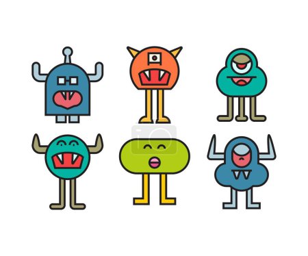 Photo for Cartoon monster character icons set - Royalty Free Image