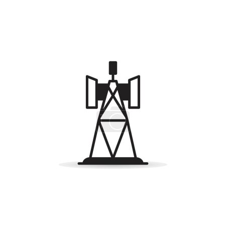 Ilustración de Icono de torre de sitio celular sobre fondo blanco - Imagen libre de derechos