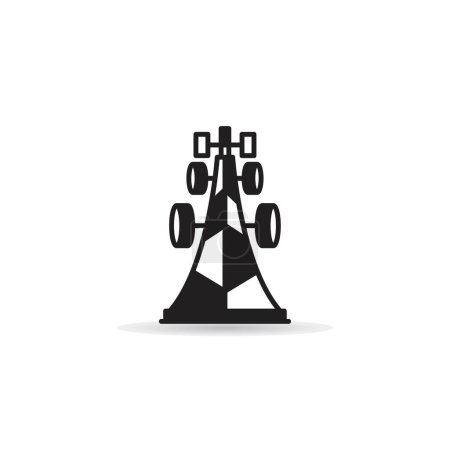 Photo for Radio and network tower icon on white background - Royalty Free Image