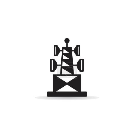 Illustration for Radio and network tower icon on white background - Royalty Free Image