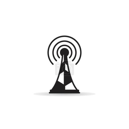 Illustration for Radio and network tower icon on white background - Royalty Free Image