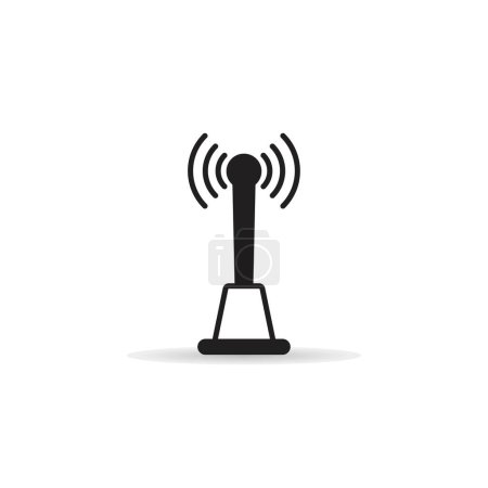 Téléchargez les illustrations : Icône de tour radio et réseau sur fond blanc - en licence libre de droit