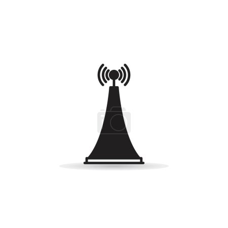 Ilustración de Icono de la torre de radio y red sobre fondo blanco - Imagen libre de derechos