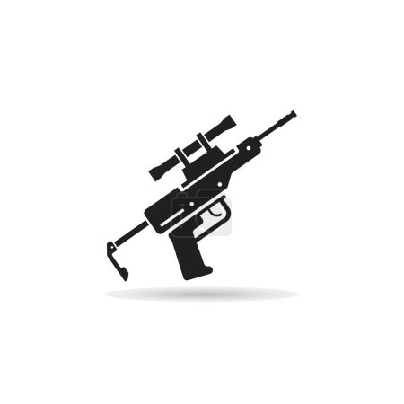 Téléchargez les illustrations : Sniper rifle gun icon on white background - en licence libre de droit