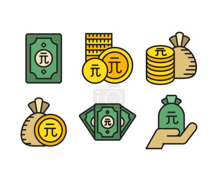 Illustration for Renminbi currency money icons set vector illustration - Royalty Free Image