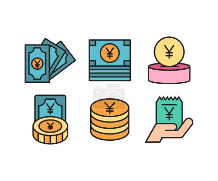 Ilustración de Conjunto de iconos de dinero de moneda Yuan - Imagen libre de derechos