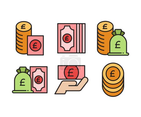 Illustration for Pound currency money icons set - Royalty Free Image