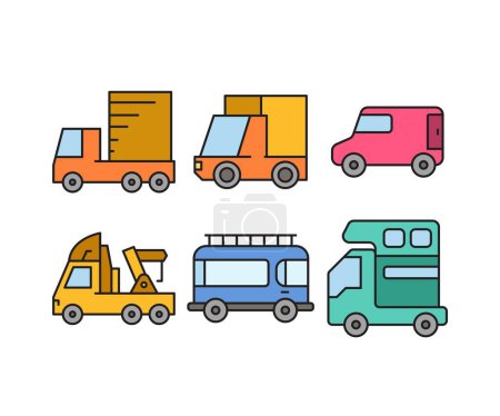 Ilustración de Ilustración conjunto de iconos de coche y transporte - Imagen libre de derechos