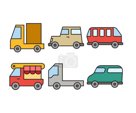 Ilustración de Ilustración conjunto de iconos de coche y transporte - Imagen libre de derechos