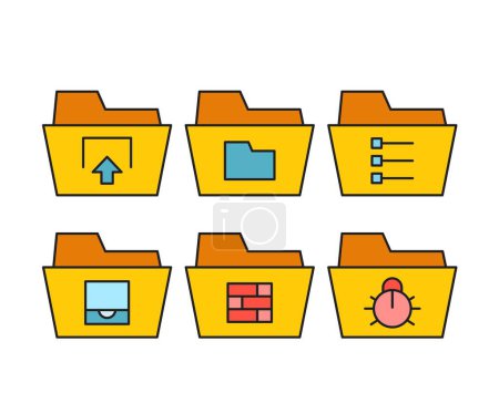 Illustration for Folder and user interface icons set - Royalty Free Image