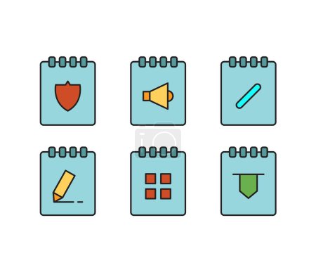 Illustration for Notepad and user interface icons set - Royalty Free Image
