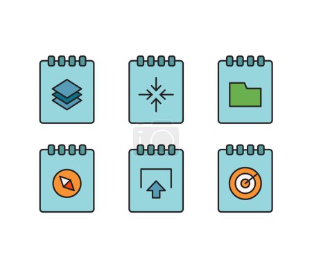 Ilustración de Bloc de notas y conjunto de iconos de interfaz de usuario - Imagen libre de derechos