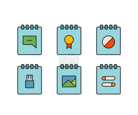 Illustration for Notepad and user inter face icons set - Royalty Free Image