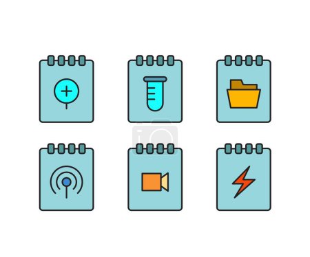 Ilustración de Bloc de notas y conjunto de iconos de interfaz de usuario - Imagen libre de derechos