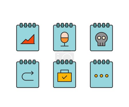 Illustration for Notepad and user interface icons set - Royalty Free Image