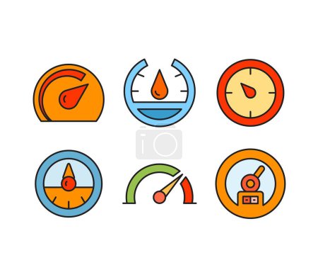 Ilustración de Conjunto de iconos de velocímetro y gauge - Imagen libre de derechos