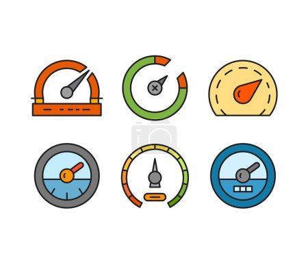Ilustración de Conjunto de iconos de velocímetro y gauge - Imagen libre de derechos