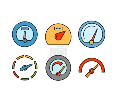 Illustration for Speedometer and gauge icons set - Royalty Free Image