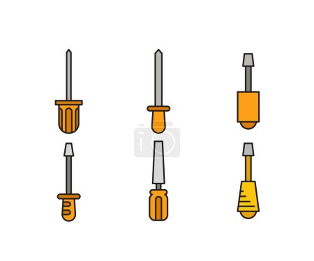 Illustration for Screwdriver tool icons set vector illustration - Royalty Free Image