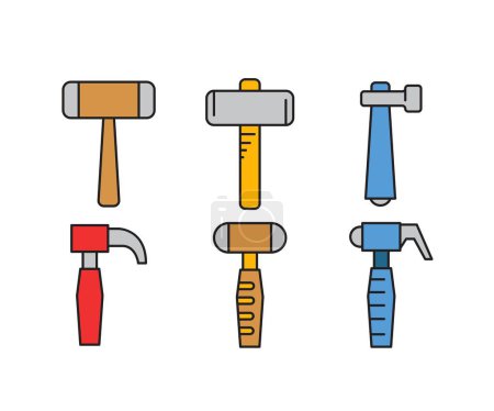Ilustración de Conjunto de iconos de martillo y mazo - Imagen libre de derechos