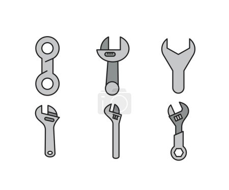Illustration for Wrench tool icons set vector illustration - Royalty Free Image