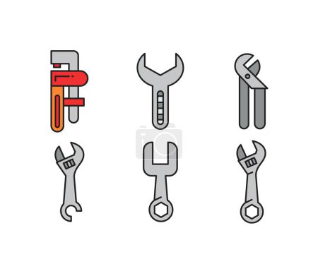 Illustration for Wrench tool icons set vector illustration - Royalty Free Image