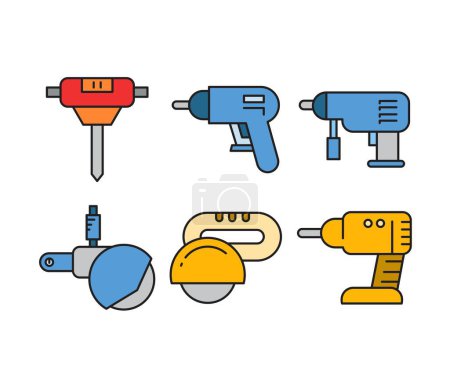 Illustration for Circular saw and electric drill icons set - Royalty Free Image