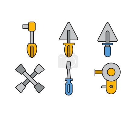 Illustration for Trowel, spanner and electric saw icons set - Royalty Free Image