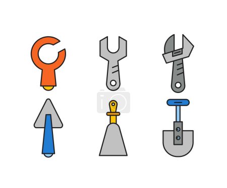 Illustration for Wrench and trowel icons set illustration - Royalty Free Image