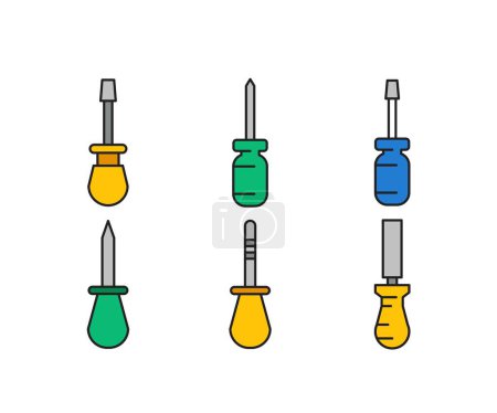 Illustration for Screwdriver and rasp icons set - Royalty Free Image