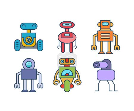 Téléchargez les illustrations : Illustration de jeu de personnages robot dessin animé - en licence libre de droit