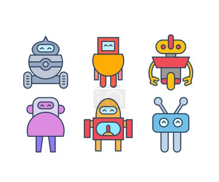 Ilustración de Cartoon robot characters set illustration - Imagen libre de derechos