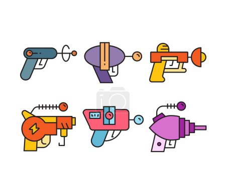 Téléchargez les photos : Space blaster gun icons set vector illustration - en image libre de droit
