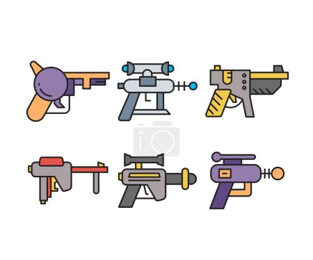 Ilustración de Space blaster gun icons set vector illustration - Imagen libre de derechos