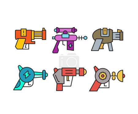 Ilustración de Space blaster gun icons set vector illustration - Imagen libre de derechos