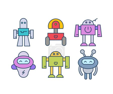 Téléchargez les illustrations : Robot avatar set vector illustration - en licence libre de droit