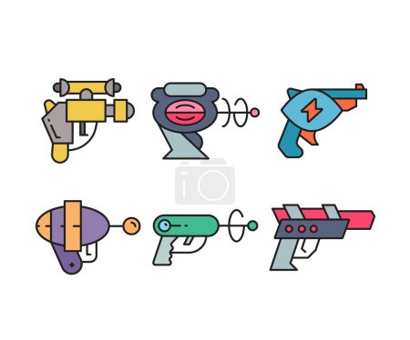 Illustration for Ray gun and space gun icons set - Royalty Free Image