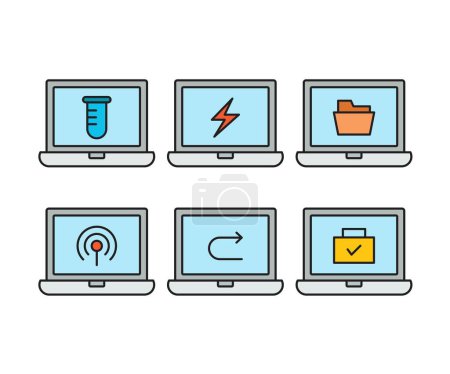 Illustration for Laptop and user interface icons vector illustration - Royalty Free Image