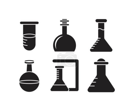 Téléchargez les illustrations : Lab flask and test tube icons set - en licence libre de droit