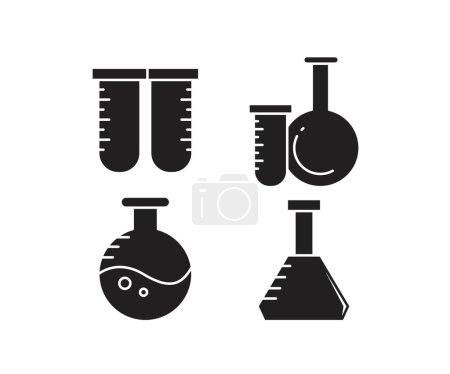 Téléchargez les illustrations : Lab flask and test tube icons set - en licence libre de droit