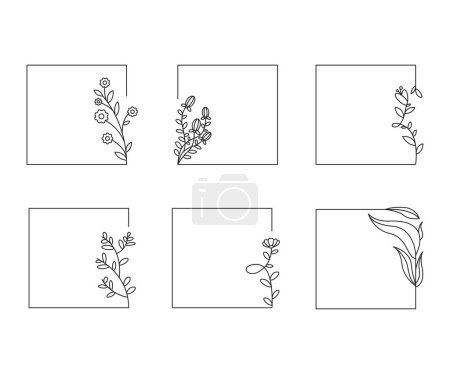 Ilustración de Marcos florales decorativos conjunto línea ilustración - Imagen libre de derechos